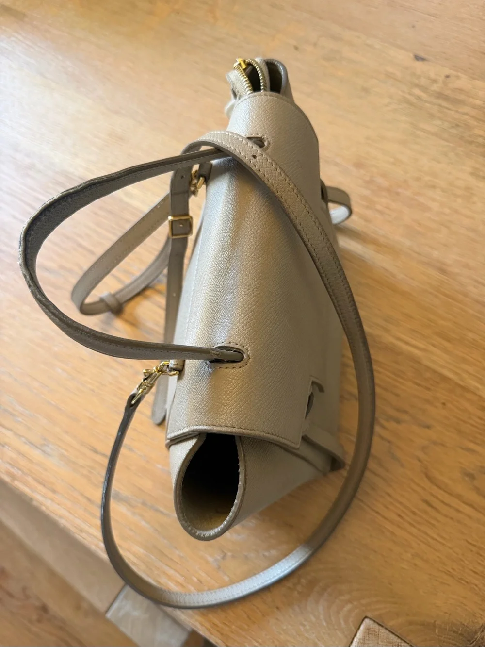 CELINE Taupe Brown Mini Nano Belt Satchel with Top Handle
